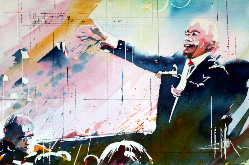 263 Le chef d'orchestre - 2012 - Aquarelle 30.5 x 45.5