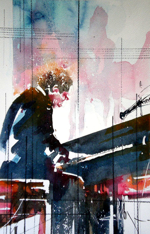 255 Jazz Solo de piano 01- 2012 - Aquarelle 30.5 x 45.5