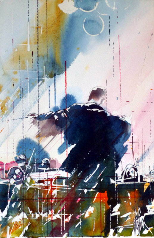 261 A la baguette - 2012 - Aquarelle 30.5 x 45.5