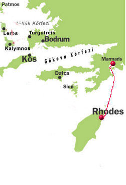 Route von Rodos nach Marmaris