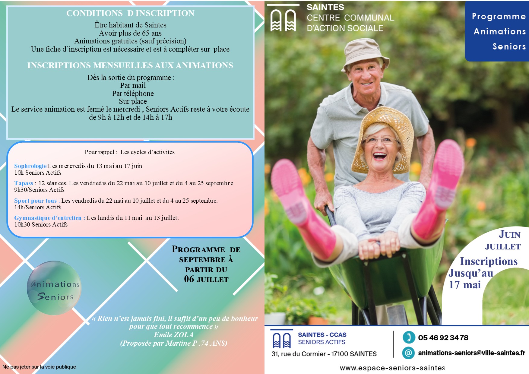 Juin juillet : programme disponible