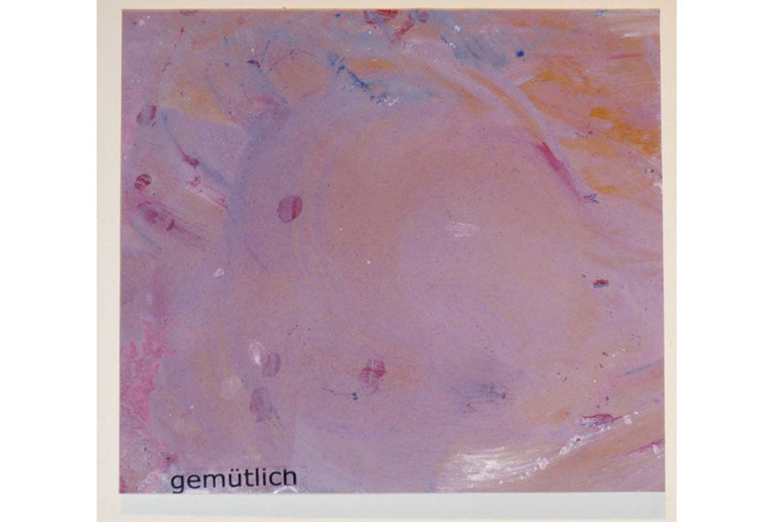 OK – gemütlich, painting on paper, with tape transfers and paper, mounted on board, ICW and Leslie Fry, 2009