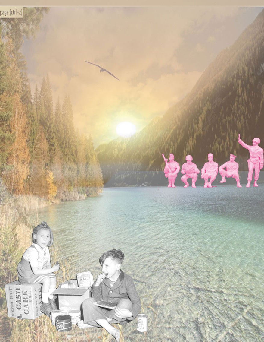 peace Austria, C-print, digital collage mounted on board, 8.5 x 11  in, ICW and Leslie Fry, 2009