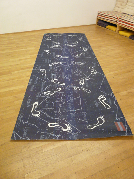 infinity-dance in 12-steps, printed canvas on floor, 44 x 108 in, ICW and Leslie Fry, 2009