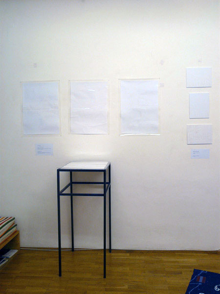 conversion tables, 3 Collagen auf weißem Papier, laminiert, 59 x 42 cm, ICW und Leslie Fry 2009