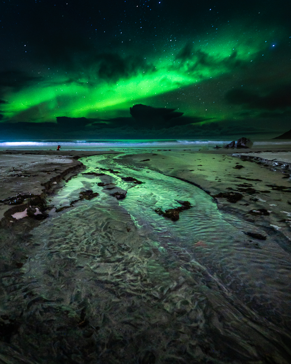 Lofoten: Nordlichter am Skagsanden Beach