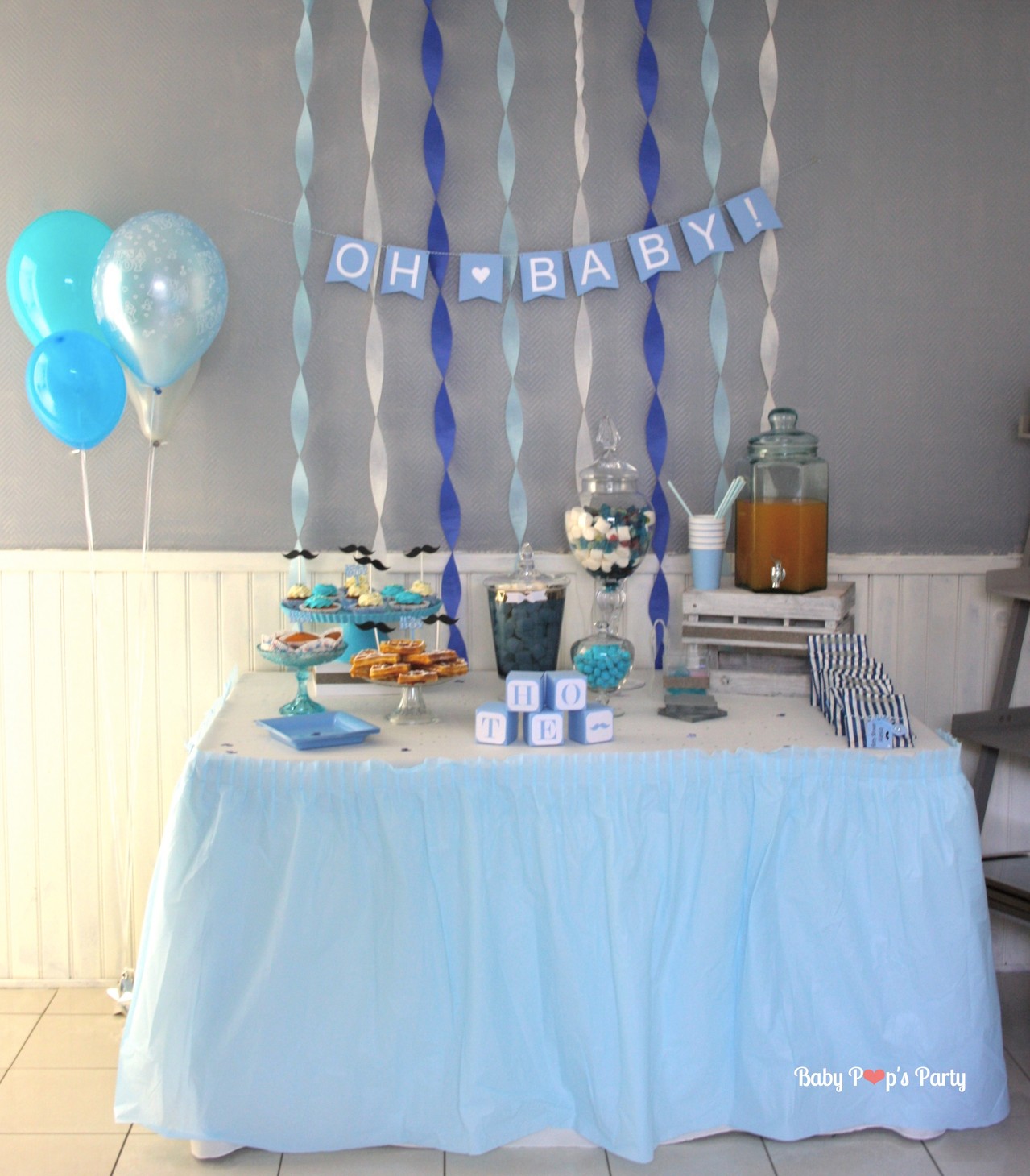 table 24 of baby shower PARTY  POP'S  BABY moustache Baby ! Décoration