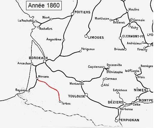 Ligne de chemin de fer Morcenx Tarbes trains rails