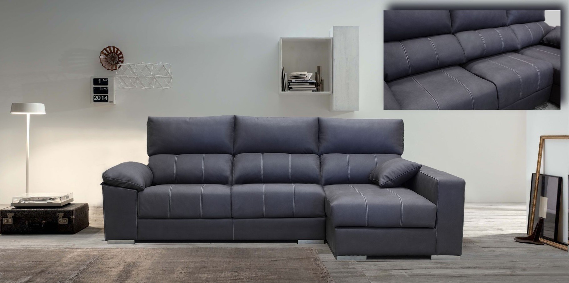 sofa cheslonge 285 cm dos puff extraible reclinable arcon en la ches solo 