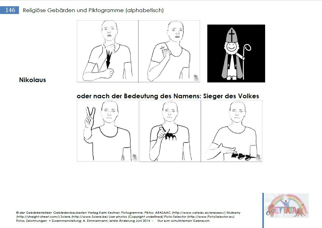 Gebärden und Piktogramme für den Religionsunterricht, Ethik und Gottesdienste