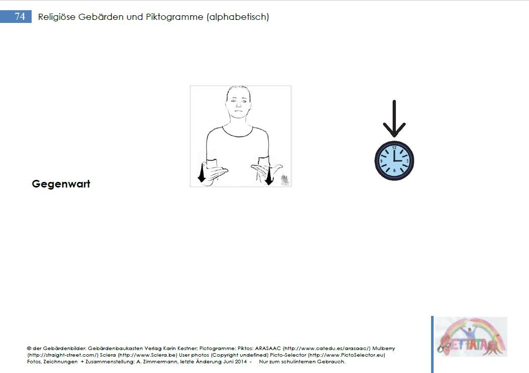 Gebärden und Piktogramme für den Religionsunterricht, Ethik und Gottesdienste