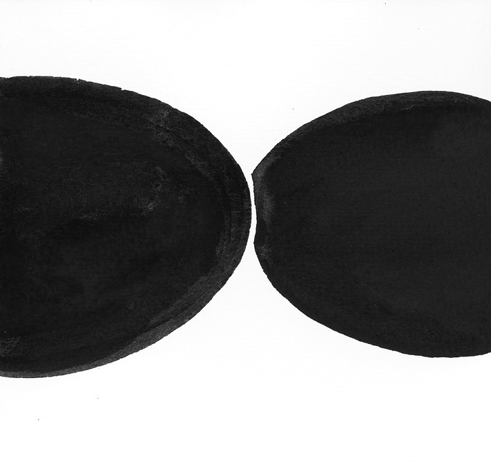 Selbstakt, Tusche auf Leinwand, 10,5 cm x 14,5 cm , 1996