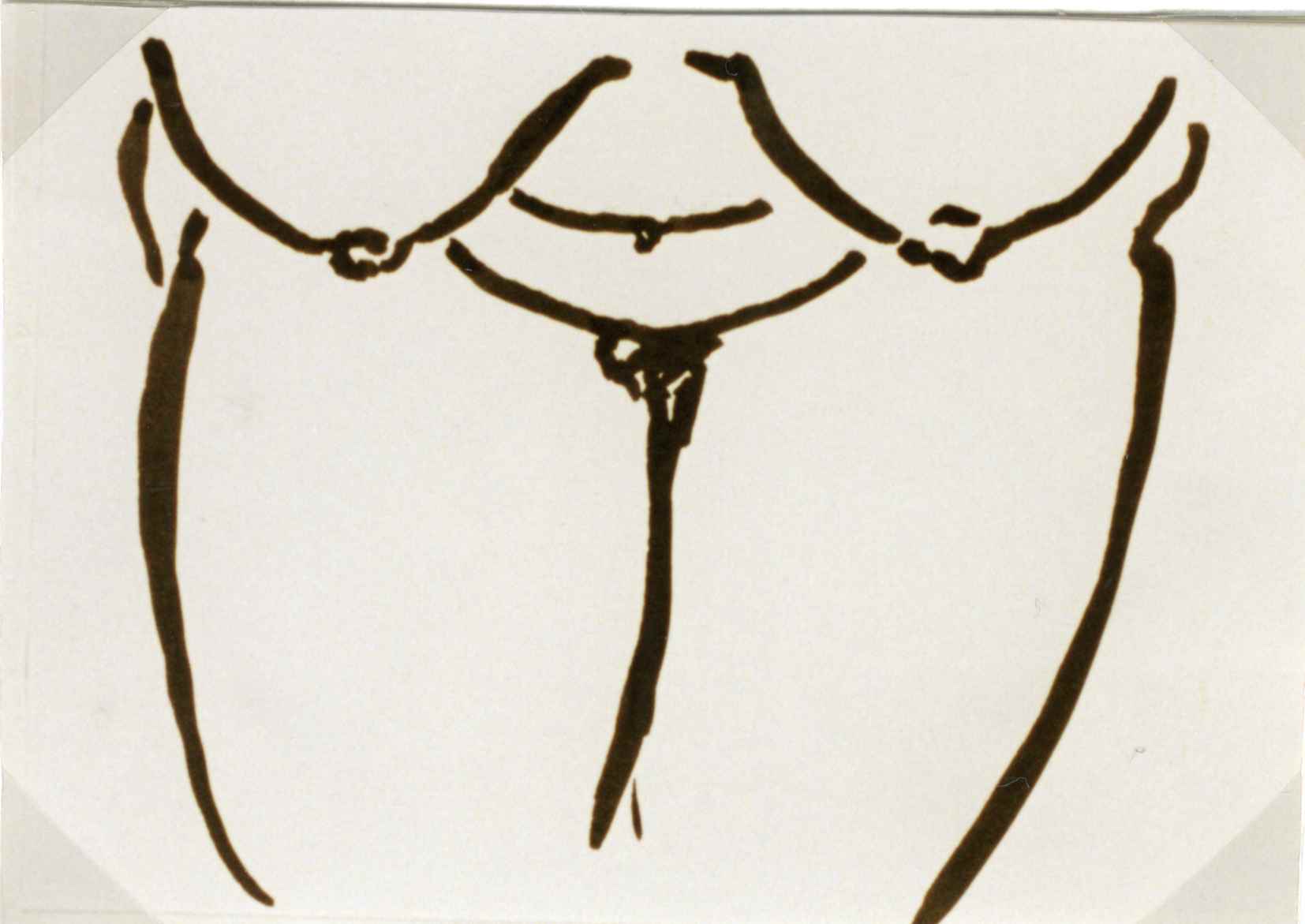 Selbstakt, Tusche auf Papier ,10,5 cm x 14,5 cm , 1995