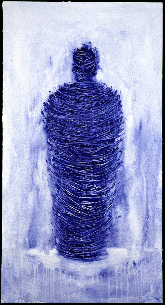 Mumie mit wässriger Aura, 150 cm x  80 cm , Acryl auf Leinwand, 1997