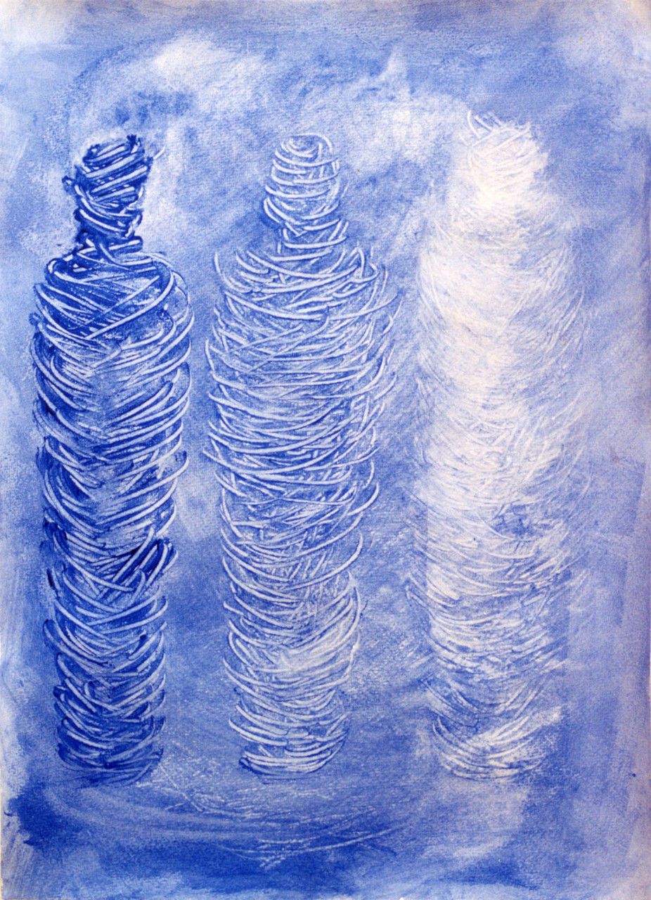 Trilogie der Mumien, Aurae und Augmentation, 44 cm x 66 cm, Gouache auf Papier,1996