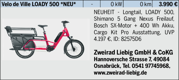 Velo de Ville LOADY 500 Lastenrad Longtail
