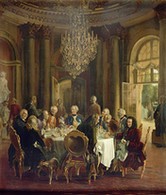 "La tablée de Frédéric II à Sanssouci", tableau d'Adolf von Menzel (p.46)