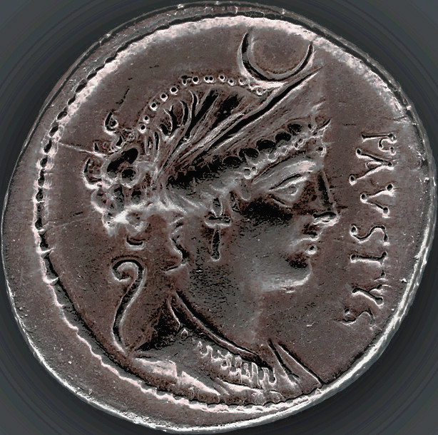 Grâce et beauté, République romaine - Denier d'argent sous Cornelia  (56 avant J.C)