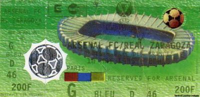 1995 à Paris : Réal Saragosse - FC Arsenal  2 - 0