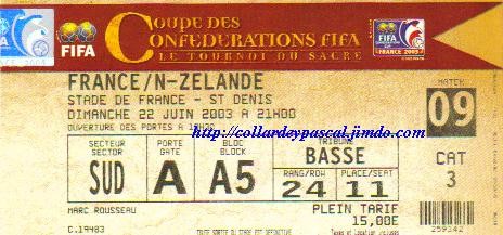 Coupe Confédérations 2003 : France - Nlle Zélande