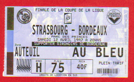 Finale 1997 RC Strasbourg 0 - 0 (6-5 tab) Girondins Bordeaux