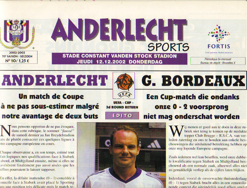 RSC Anderlecht  - Girondins Coupe Uefa