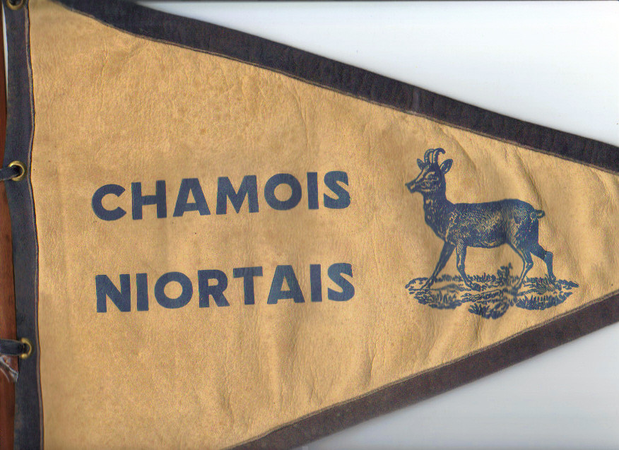 Très rare fanion en peau des Chamois Niortais