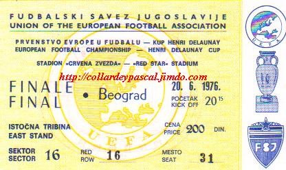 Euro 1976 en Yougoslavie, Finale (Ce ticket n'est pas de ma propriété)