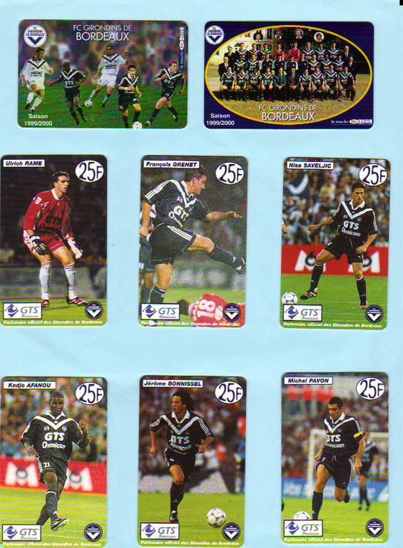 Télécartes Girondins Saison 99
