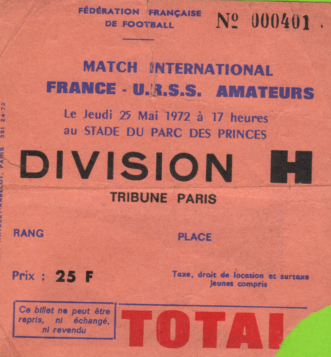 France - URSS Amateurs, Inauguration du Nouveau Parc des Princes