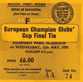 1976 à Glasgow :  Bayern Munich - AS St Etienne  1 - 0