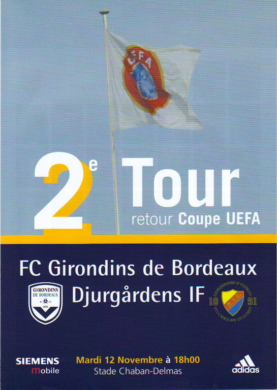 Girondins Coupe - Djuurgardens Coupe Uefa