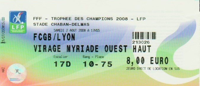 2008 à Bordeaux : Girondins Bordeaux bat Ol. Lyonnais 0 - 0 (5.4 tab)