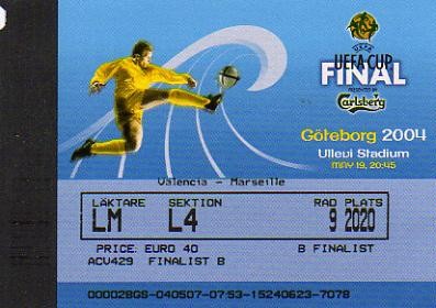 2004 à Göeteborg  : FC Valence - Olympique Marseille  2 - 0