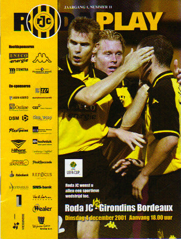 Roda JC - Girondins Coupe Uefa, pas de programme de match à Bordeaux