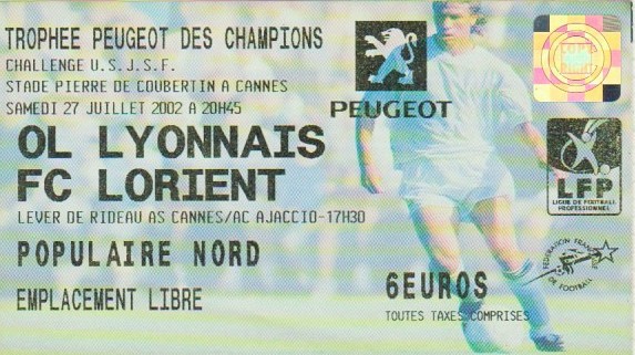 2002 à Cannes : Ol. Lyonnais bat FC Lorient 5 - 1