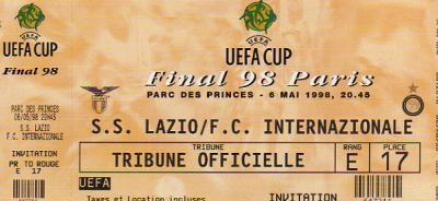 1998 à Paris :  Internazionale Milan - Lazio Rome  3 - 0
