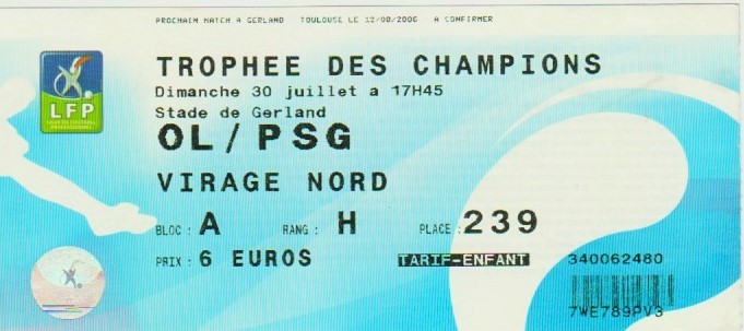 2006 à Lyon : Ol. Lyonnais bat Paris SG 1 - 1 (5.4 tab)