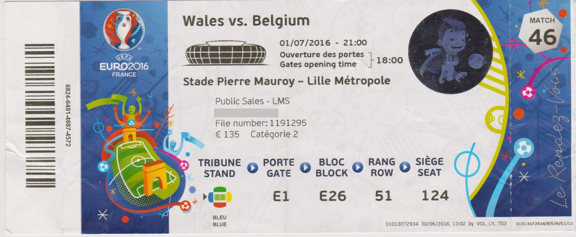 01/07/2016  Lille :  Pays de Galles  3 - 1  Belgique  > A. Williams,Robson-Kanu, Vokes (Pdg) -- Nainggolan (Bel)
