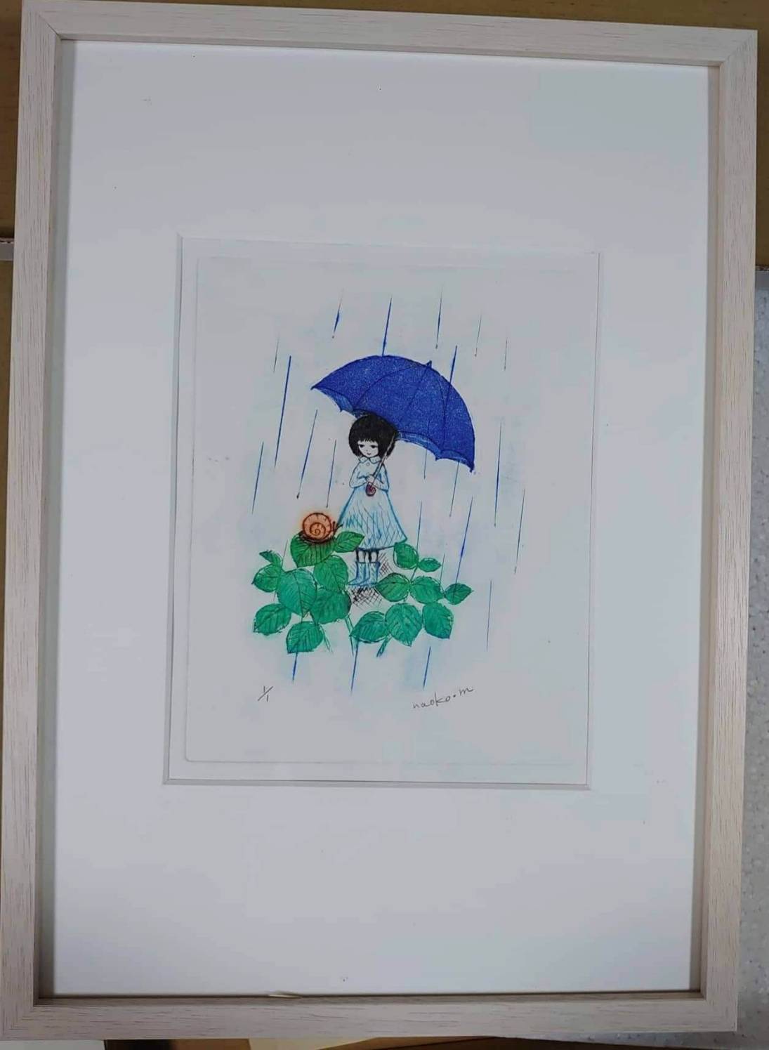 CO-MI-01)南塚直子銅版画「青い花」「やさしいたんぽぽ」より