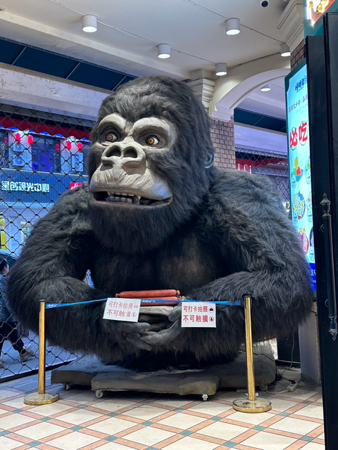 中国の商店街にいた動くゴリラです🦍