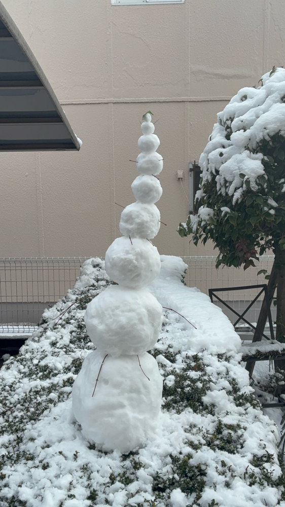 雪が降った日に雪だるまタワーつくりました⛄❄