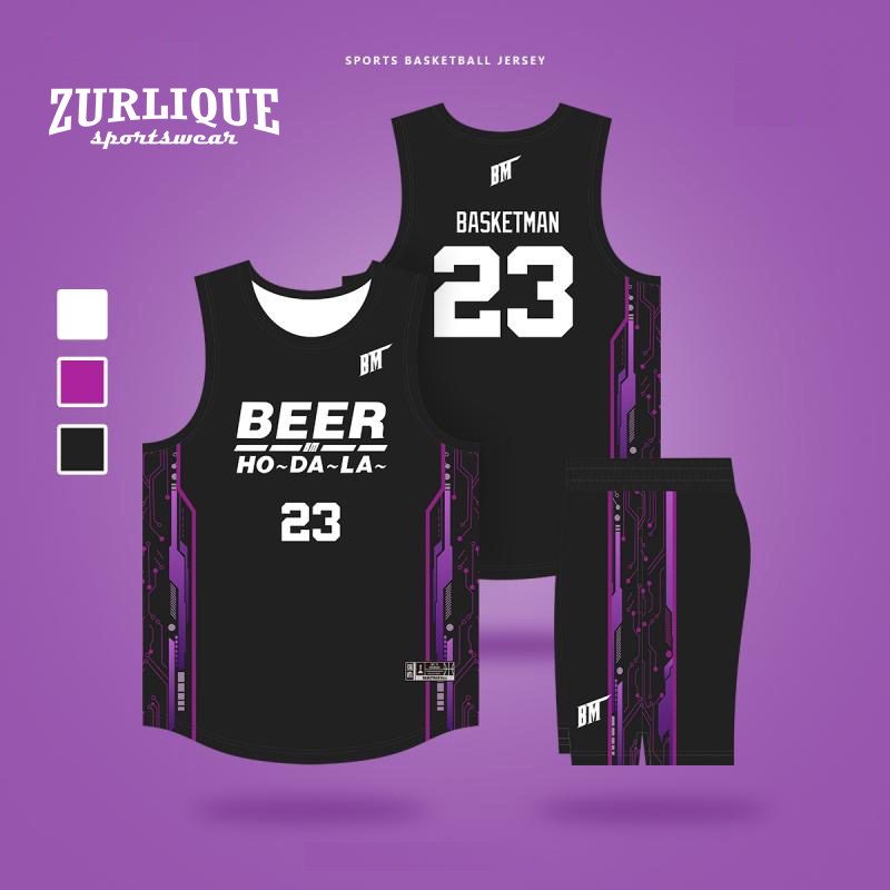 Basketball jersey and shorts with accents.  Name and numbers are printed on the front and back of the jersey.