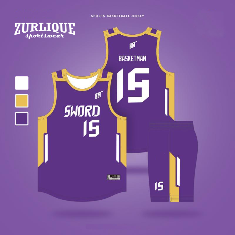 Basketball jersey and shorts with accents.  Name and numbers are printed on the front and back of the jersey.