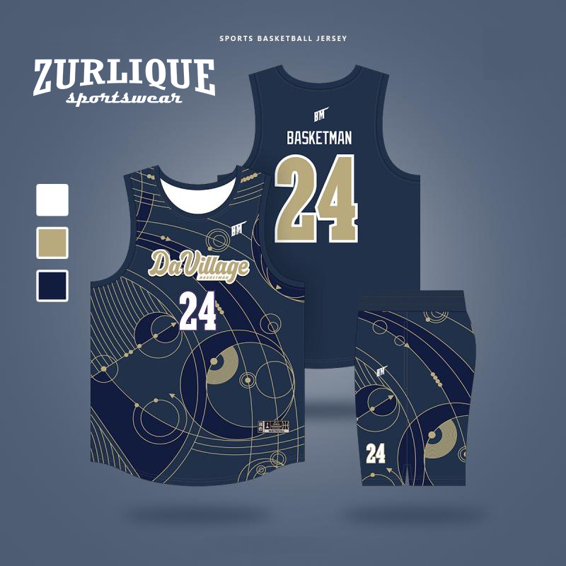 Basketball jersey from ZURLIQUE Sportswear with the number and name, and a team name. 