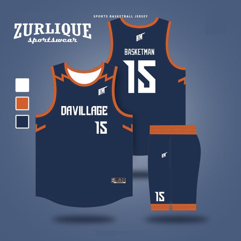 Basketball jersey from ZURLIQUE Sportswear with the number and name, and a team name. 