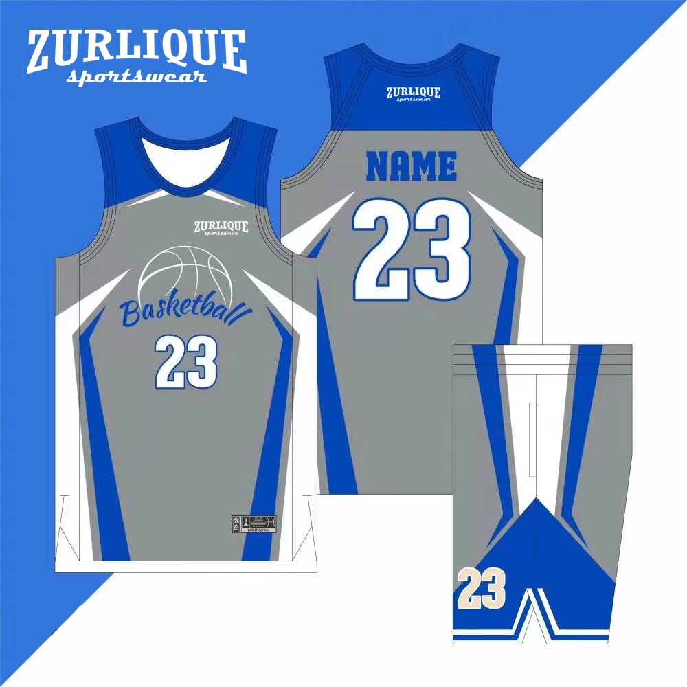 Custom basketball jersey with the number on the front and back. The jersey features ‘BASKETBALL’ above the number, with star patterns and stripes on both the jersey and shorts. The back has a customizable name area.