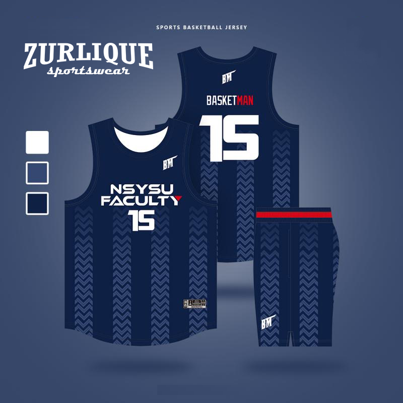 Basketball jersey from ZURLIQUE Sportswear with the number and name, and a team name. 