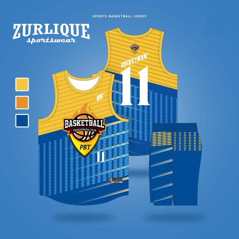 Basketball jersey from ZURLIQUE Sportswear with the number and name, and a team name. 
