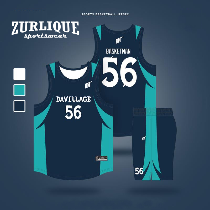 Cuatom print basketball jersey from ZURLIQUE Sportswear with the number and name, and a team name. 